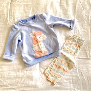 NWOT Carter’s baby girl’s fleece llama sweater set size 3-6m